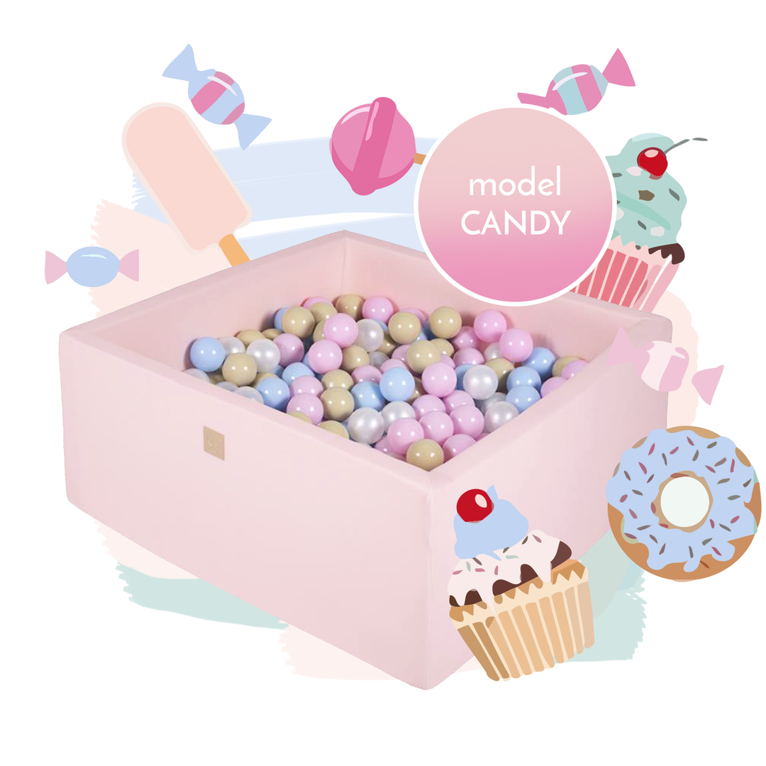 Candy Square Ball Pit - Complete Set With 300 Balls