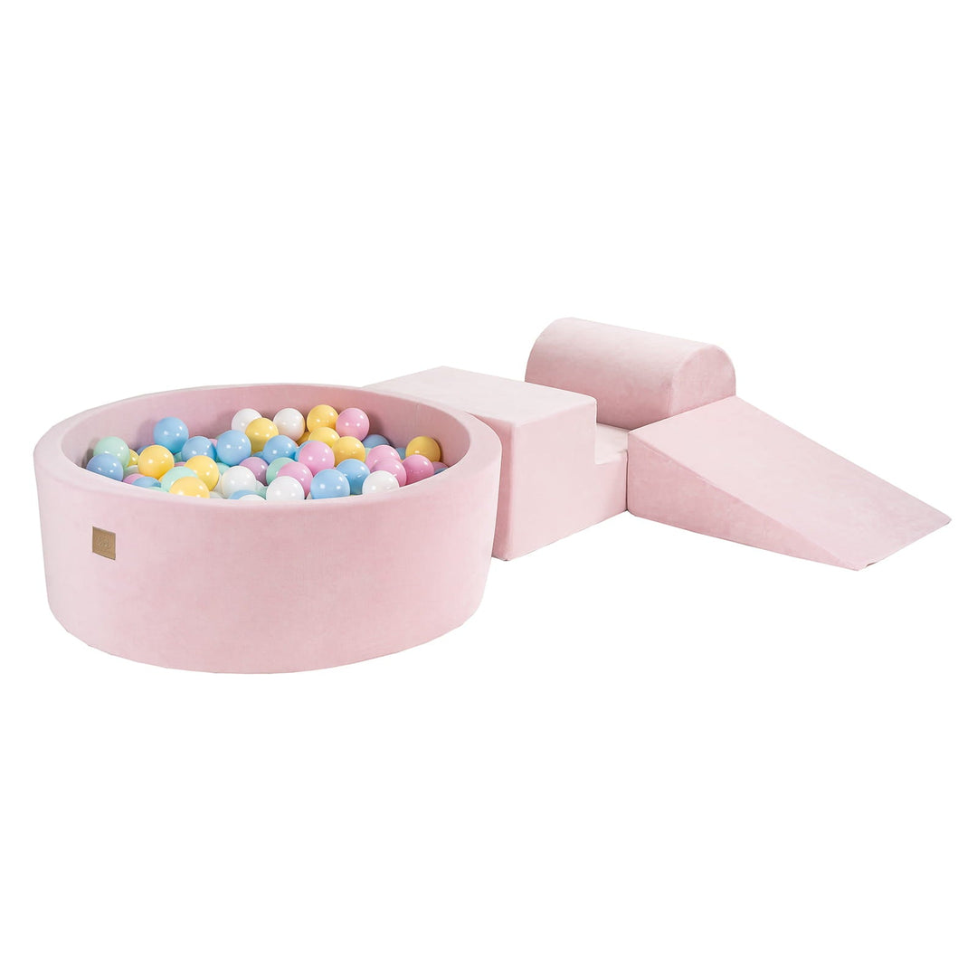 Velvet Light Pink Foam Play Set with Round Ball Pit