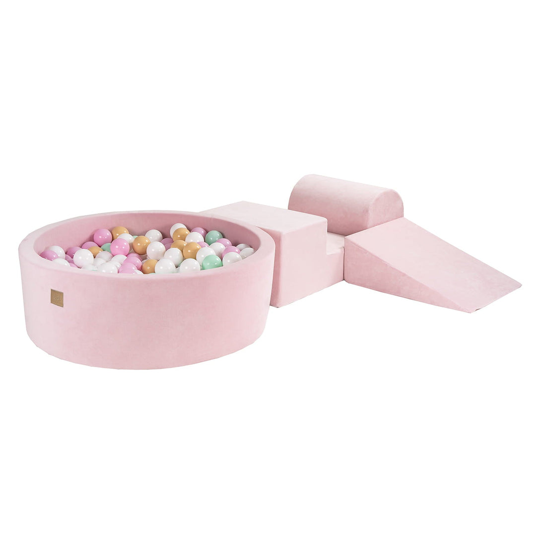 Ensemble de jeu en mousse rose clair Velvet avec piscine à balles rondes