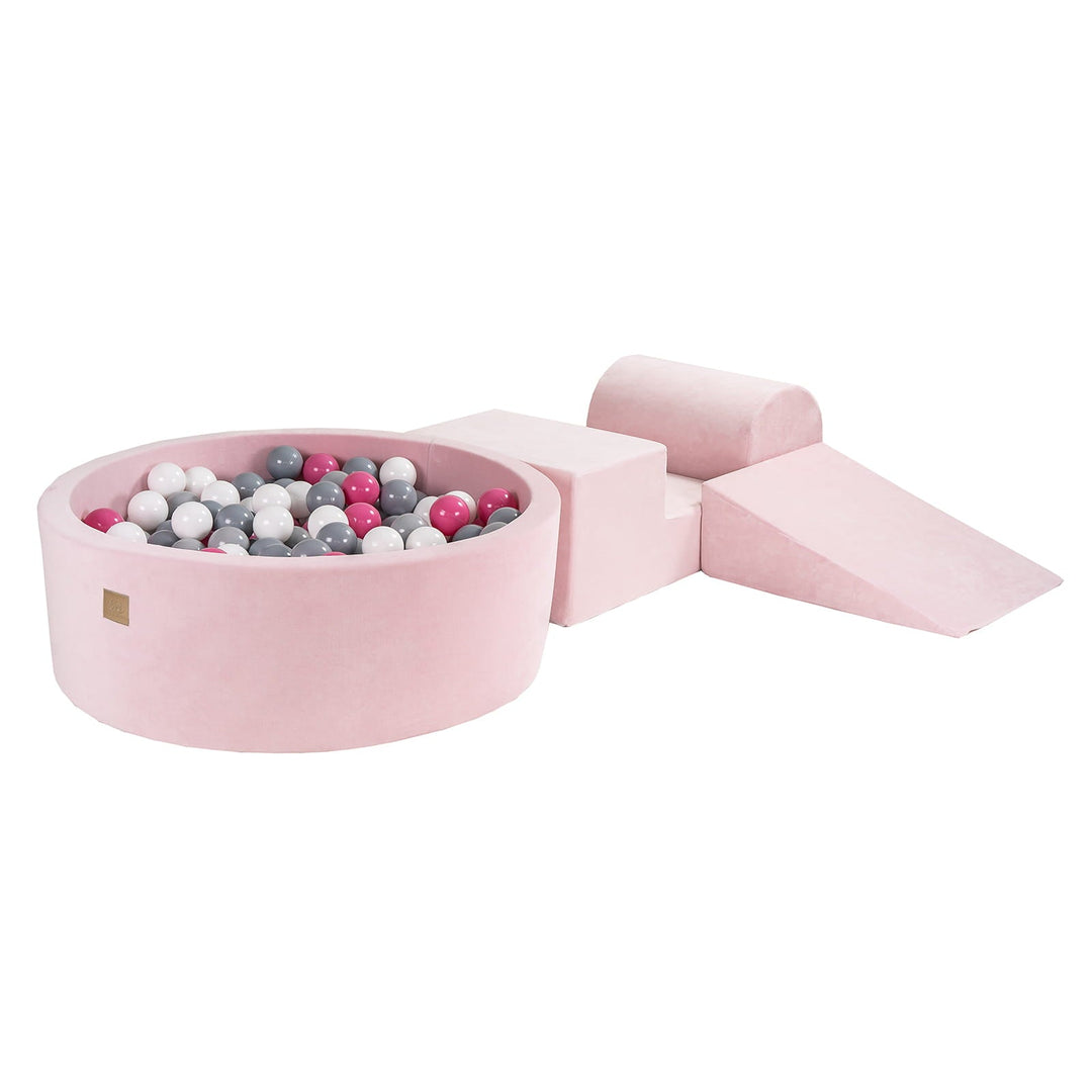 Ensemble de jeu en mousse rose clair Velvet avec piscine à balles rondes