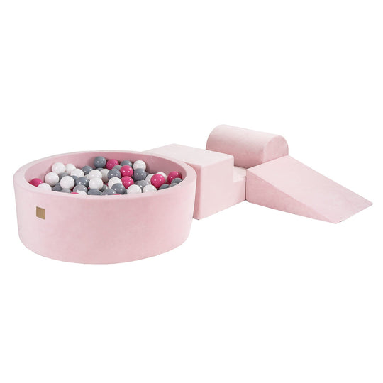 Velvet Light Pink Foam Play Set with Round Ball Pit