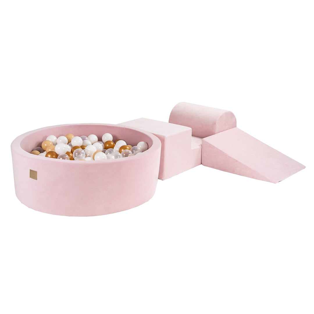 Ensemble de jeu en mousse rose clair Velvet avec piscine à balles rondes