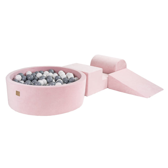 Ensemble de jeu en mousse rose clair Velvet avec piscine à balles rondes