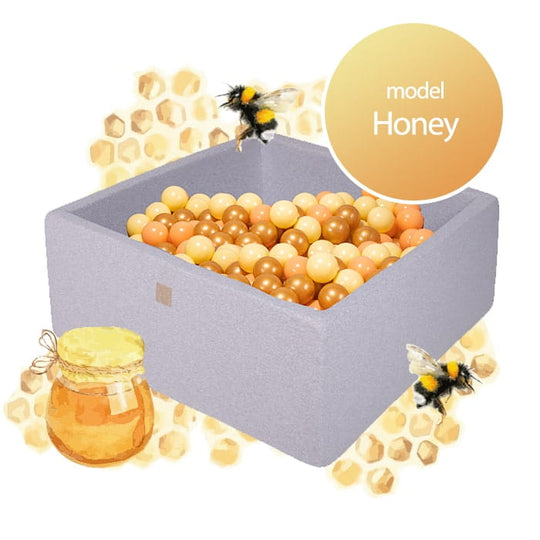 Piscine à balles Honey Square - Ensemble complet avec 300 balles