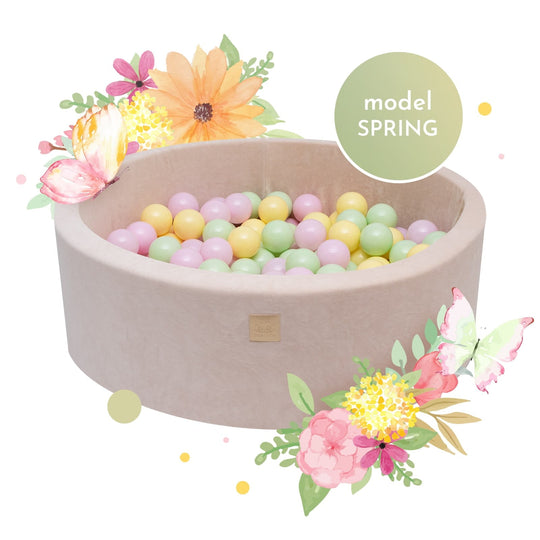 Spring Velvet Ecru Ball Pit Set - Complete Set With 250 Balls