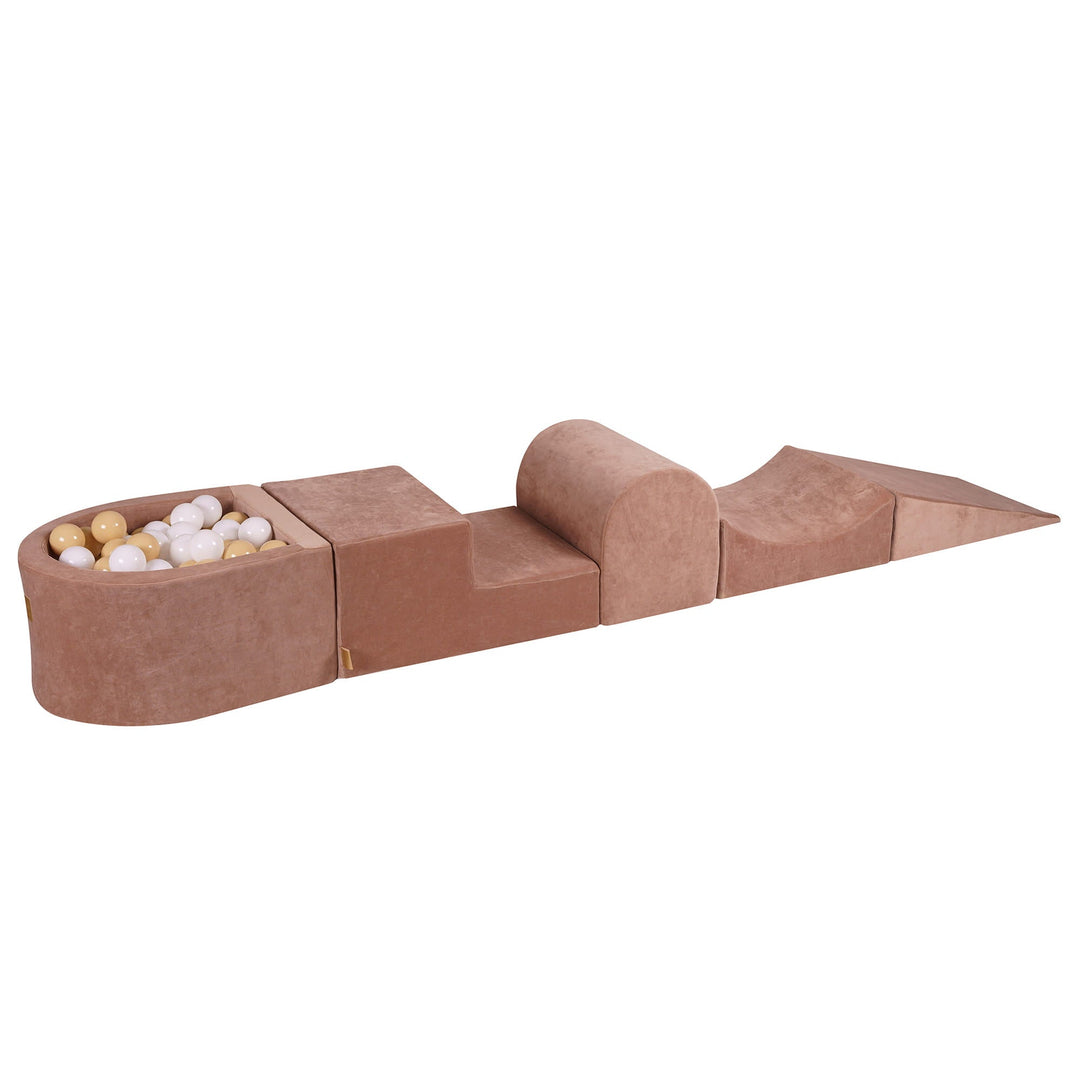 Velvet Beige Foam Play Set with Small Ball Pit With 100 Balls