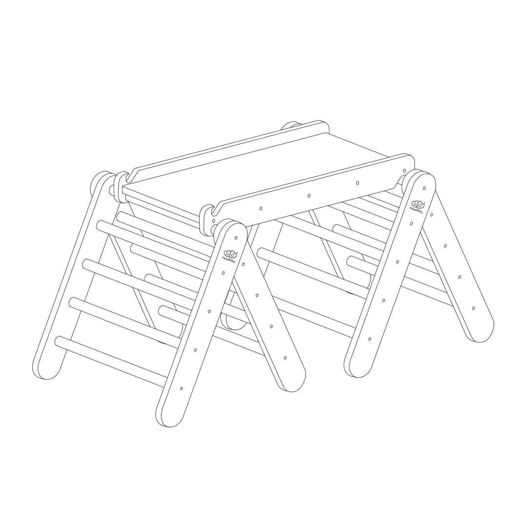 Triangle d'escalade avec toboggan et structure d'escalade