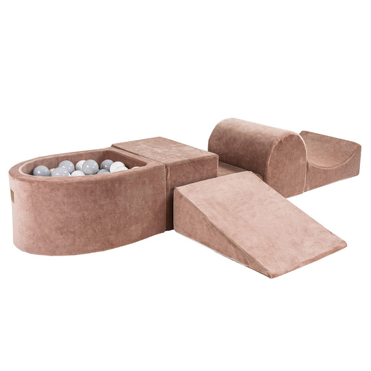 Fluwelen Beige Speelset met Kleine Ballenbak Incl 100 ballen