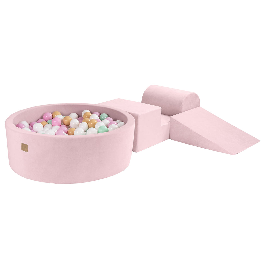 Velvet Powder Pink Foam Play Set with Round Ball Pit