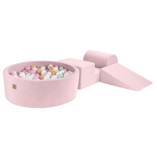 Velvet Powder Pink Foam Play Set with Round Ball Pit