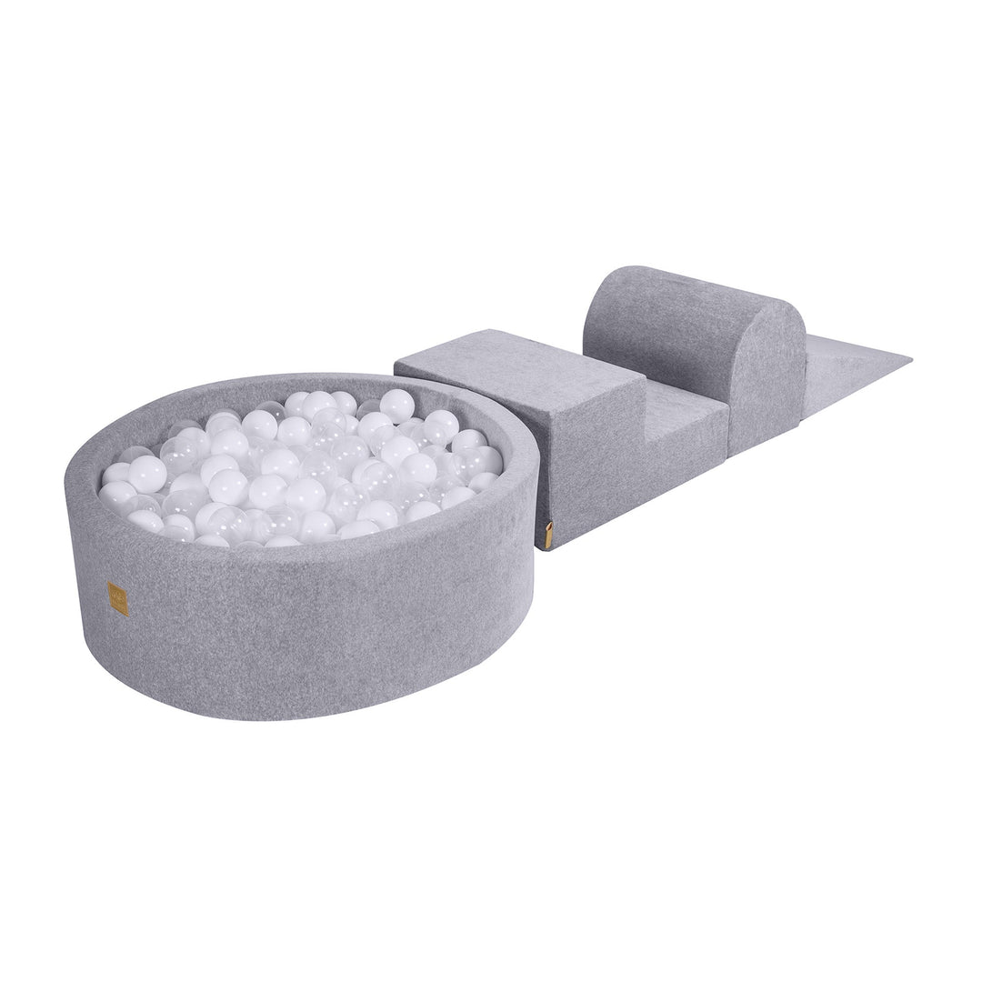 Velvet Light Gray Foam Play Set with Round Ball Pit