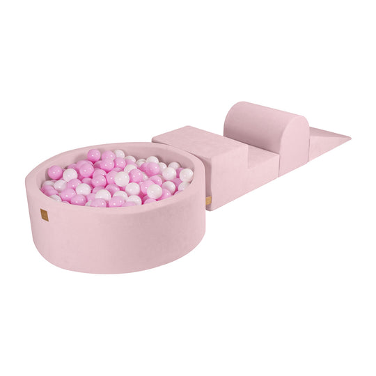 Velvet Powder Pink Foam Play Set with Round Ball Pit