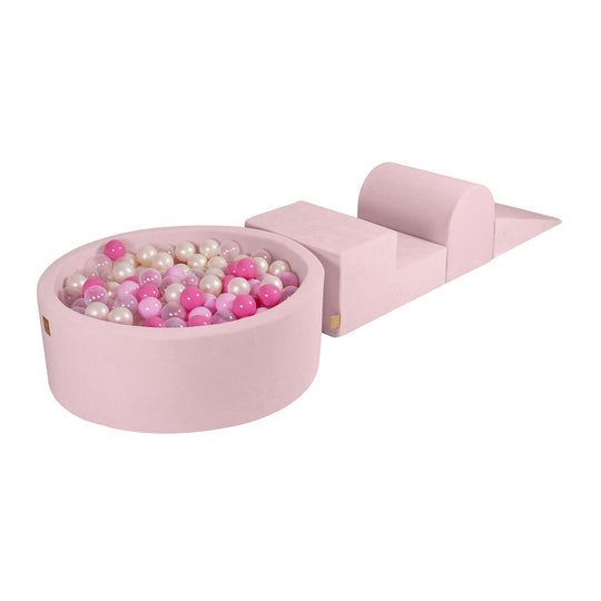 Velvet Powder Pink Foam Play Set with Round Ball Pit