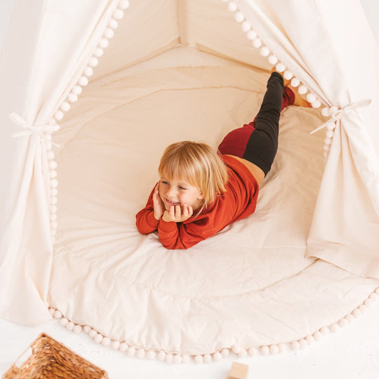 Tente tipi extra large pour enfants avec décoration à pompons