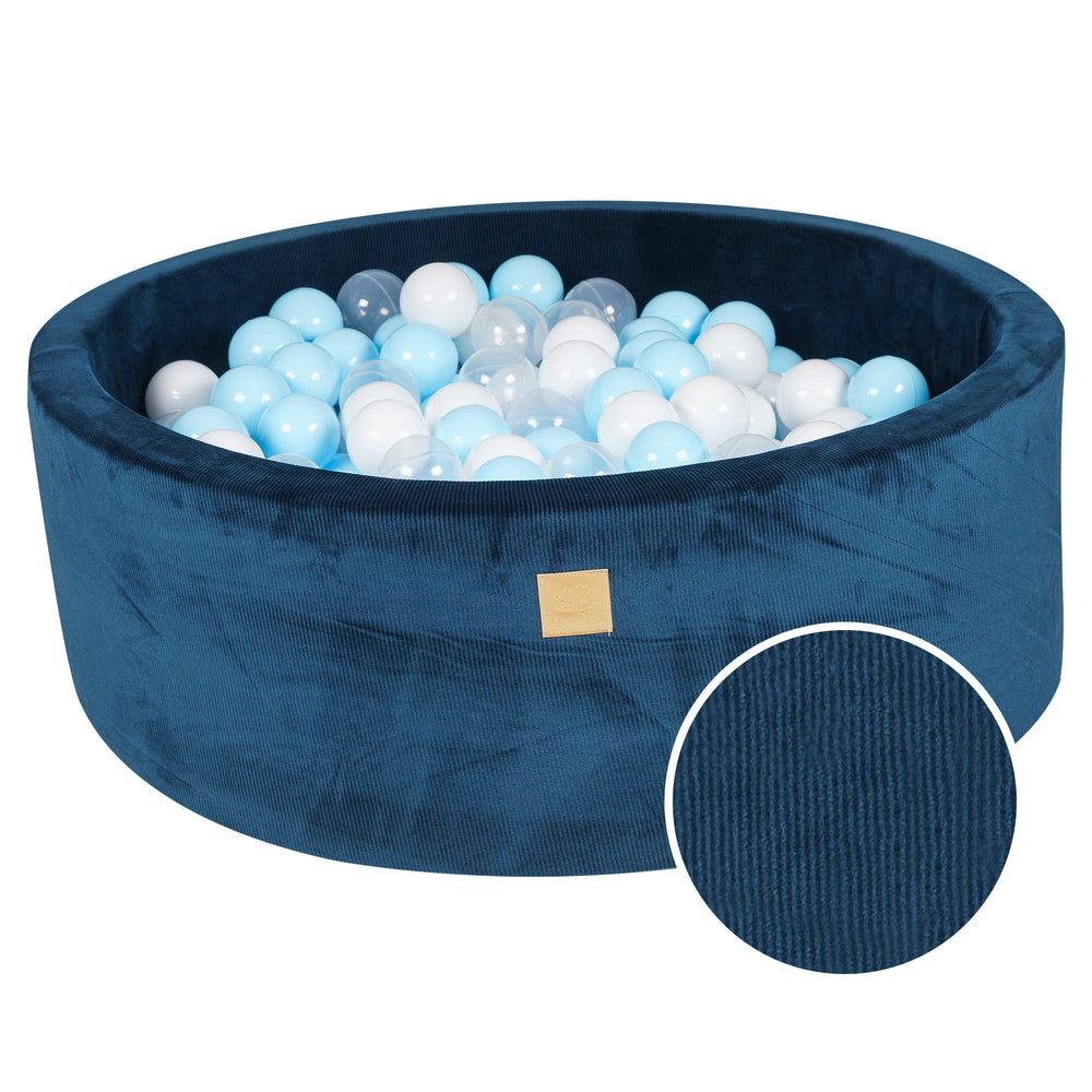 Velvet Corduroy Sea Blue Round Ball Pit