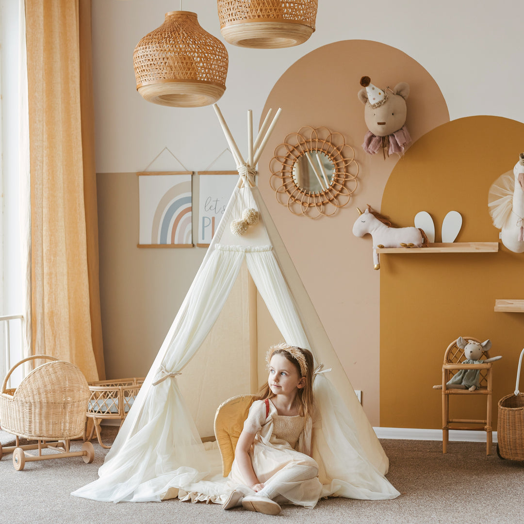 Fairy Kids Speeltent Met Tule in Ecru